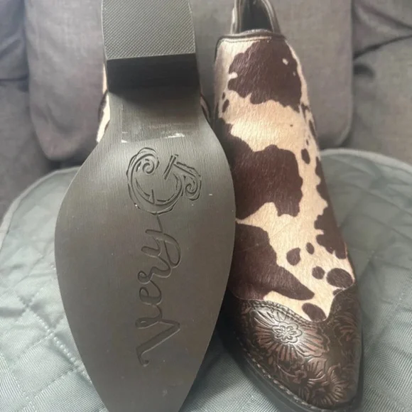 Cow Print Ankle Boots by Very G - Picture 3 of 3
